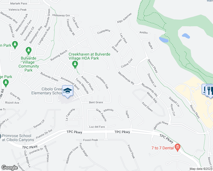 map of restaurants, bars, coffee shops, grocery stores, and more near 24270 Invitation Oak in San Antonio