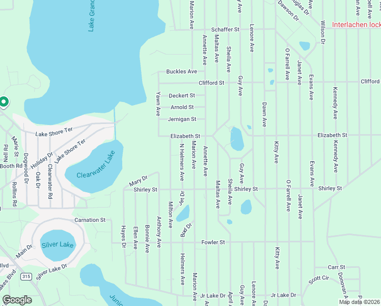 map of restaurants, bars, coffee shops, grocery stores, and more near 725 Marion Avenue in Interlachen