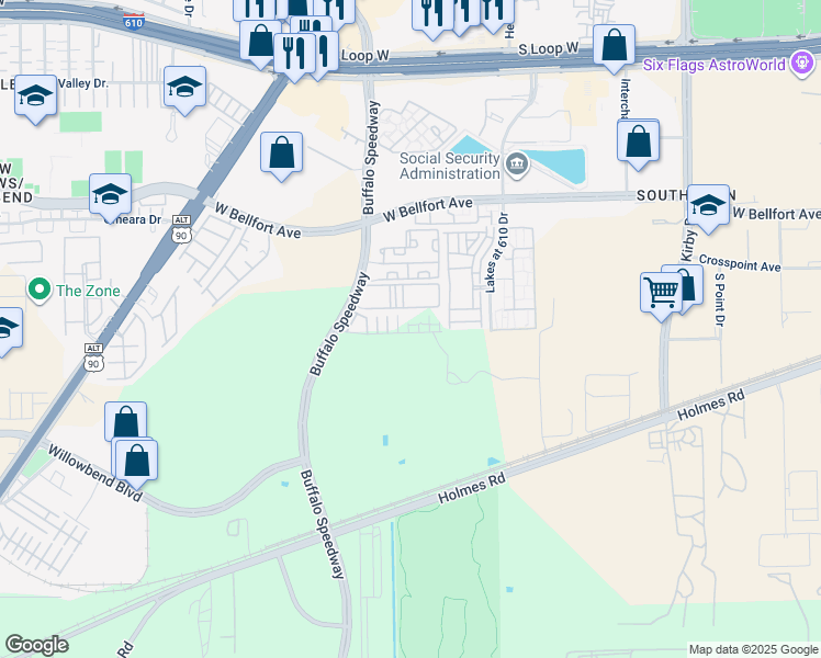 map of restaurants, bars, coffee shops, grocery stores, and more near 9144 Harbor Hills Drive in Houston