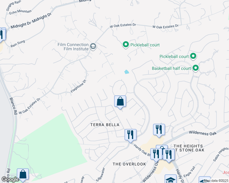 map of restaurants, bars, coffee shops, grocery stores, and more near 26318 Cuyahoga Circle in San Antonio