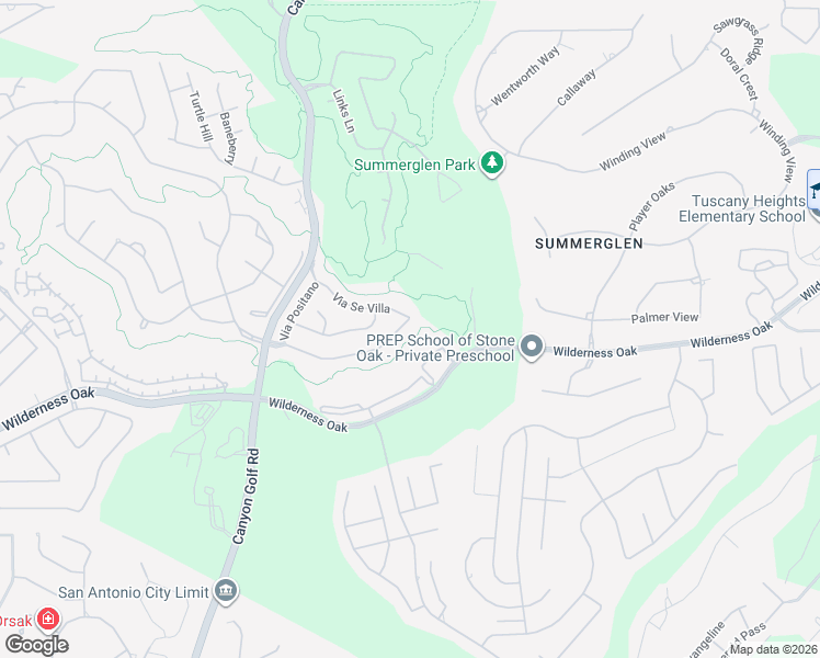 map of restaurants, bars, coffee shops, grocery stores, and more near 1266 Via Belcanto in San Antonio