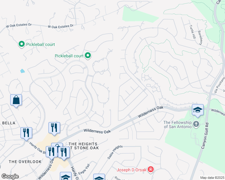 map of restaurants, bars, coffee shops, grocery stores, and more near 233 Lismore in San Antonio