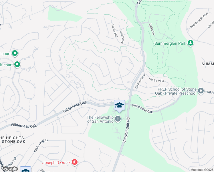 map of restaurants, bars, coffee shops, grocery stores, and more near 24644 Birdie Ridge in San Antonio