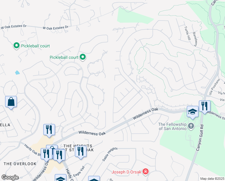 map of restaurants, bars, coffee shops, grocery stores, and more near 233 Lismore in San Antonio