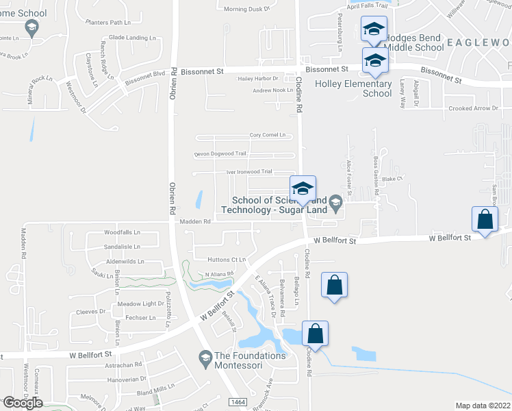 map of restaurants, bars, coffee shops, grocery stores, and more near 17030 Audrey Arbor Way in Richmond