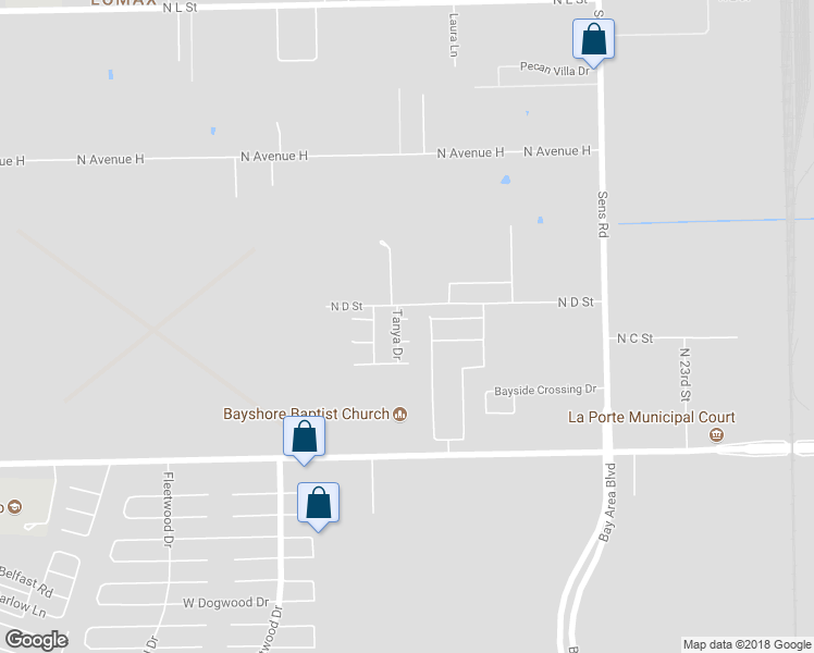 map of restaurants, bars, coffee shops, grocery stores, and more near 106 Kevin Court in La Porte
