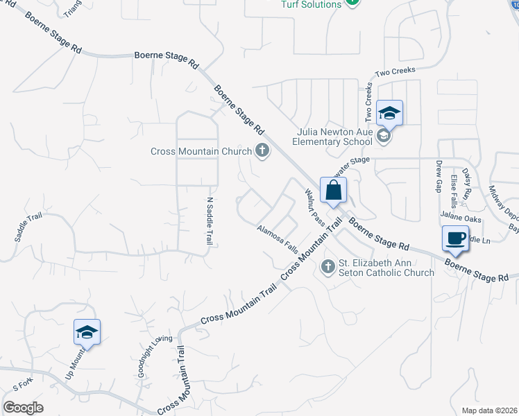 map of restaurants, bars, coffee shops, grocery stores, and more near 8510 Cap Rock View in San Antonio