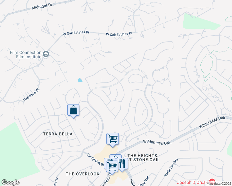 map of restaurants, bars, coffee shops, grocery stores, and more near 23523 Enchanted View in San Antonio