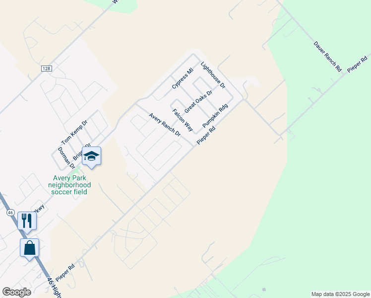 map of restaurants, bars, coffee shops, grocery stores, and more near 3420 Sante Fe Trail in Seguin