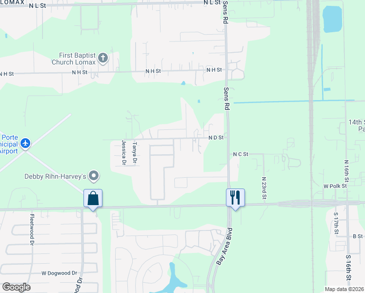 map of restaurants, bars, coffee shops, grocery stores, and more near 11628 North D Street in La Porte