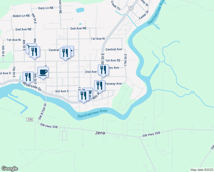 map of restaurants, bars, coffee shops, grocery stores, and more near 1513 Fenway Avenue in Steinhatchee