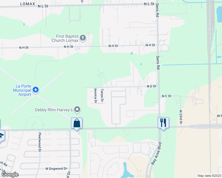 map of restaurants, bars, coffee shops, grocery stores, and more near 10501 Spencer Landing North in La Porte