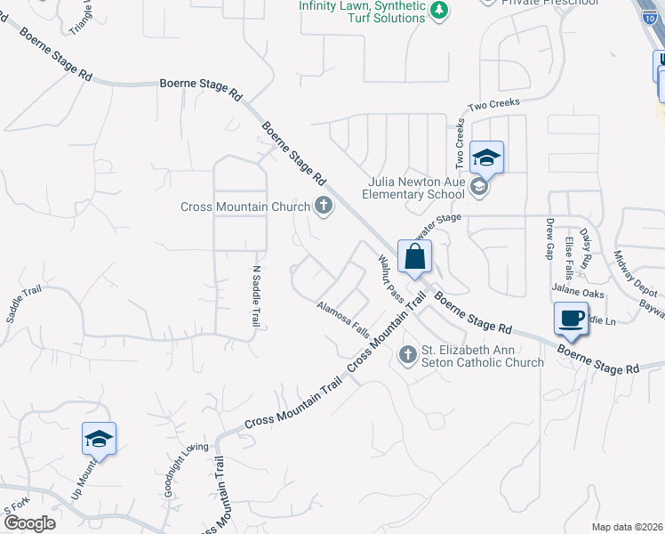 map of restaurants, bars, coffee shops, grocery stores, and more near 24526 Wine Rose Path in San Antonio