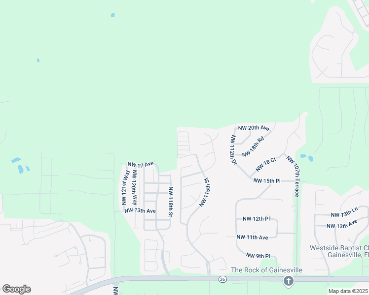 map of restaurants, bars, coffee shops, grocery stores, and more near 11585 Northwest 18 Place in Gainesville