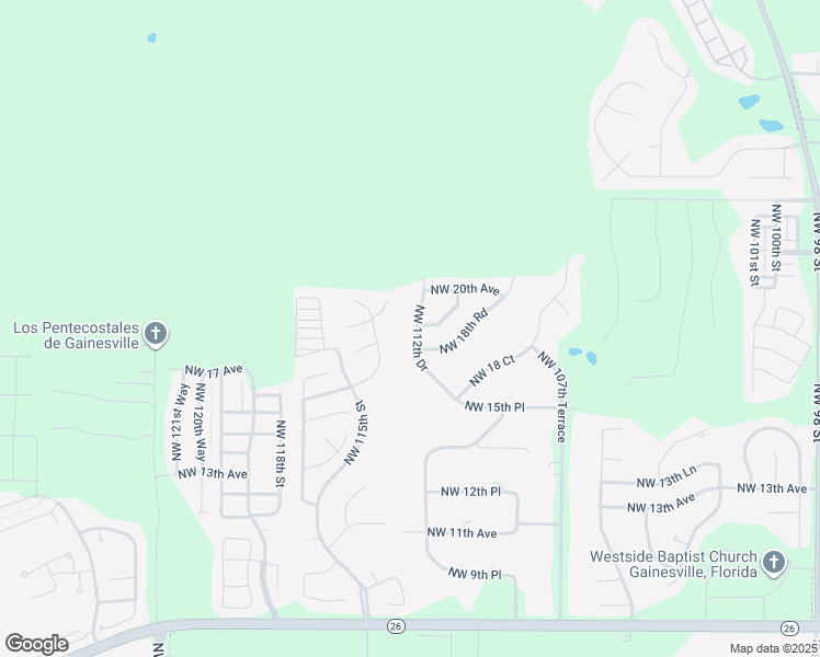 map of restaurants, bars, coffee shops, grocery stores, and more near 1886 Northwest 112th Drive in Gainesville