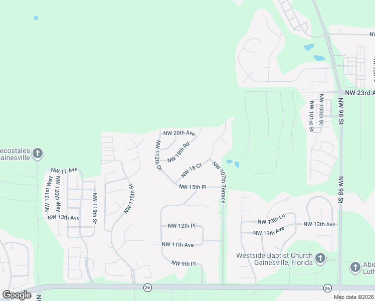 map of restaurants, bars, coffee shops, grocery stores, and more near 11041 Northwest 18th Road in Gainesville