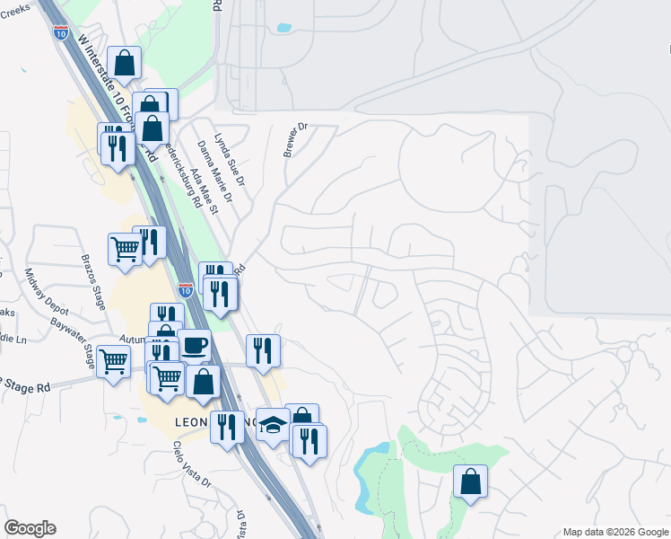 map of restaurants, bars, coffee shops, grocery stores, and more near Dominion Drive in San Antonio