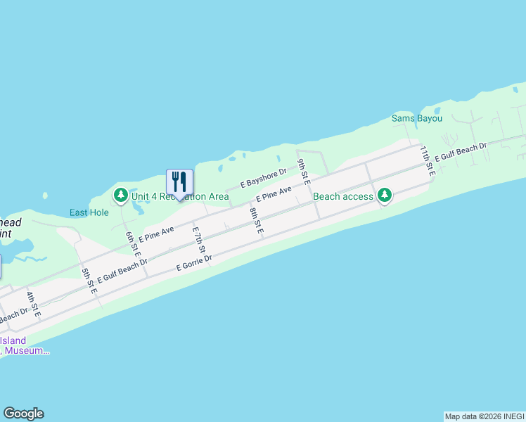 map of restaurants, bars, coffee shops, grocery stores, and more near 816 East Gulf Beach Drive in Saint George Island