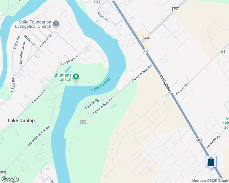 map of restaurants, bars, coffee shops, grocery stores, and more near 248 Camp Willow Road in New Braunfels