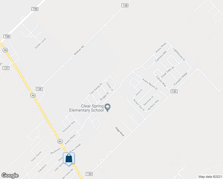 map of restaurants, bars, coffee shops, grocery stores, and more near Conner Drive in New Braunfels