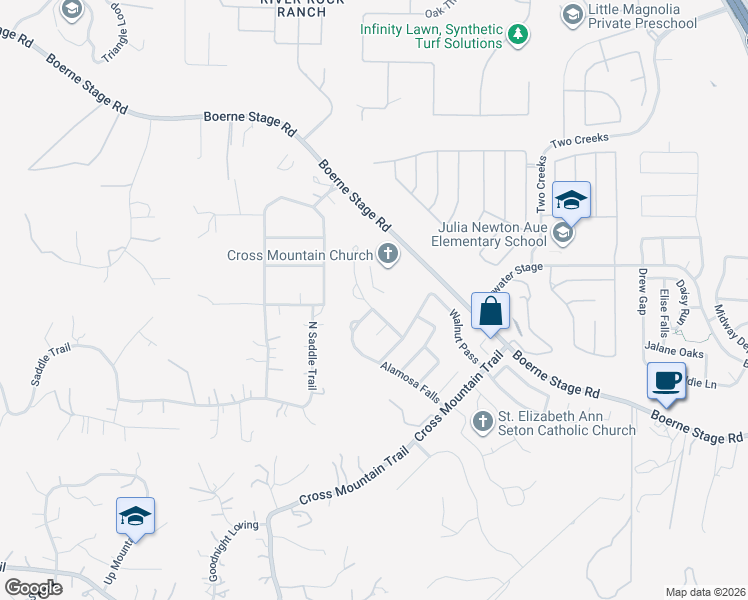 map of restaurants, bars, coffee shops, grocery stores, and more near 24526 Wine Rose Path in San Antonio