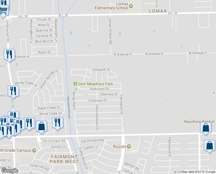 map of restaurants, bars, coffee shops, grocery stores, and more near 5002 Parkcrest Drive in La Porte