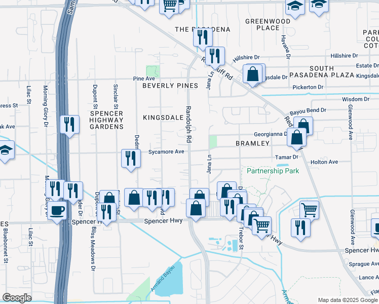 map of restaurants, bars, coffee shops, grocery stores, and more near 2731 Randolph Road in Pasadena