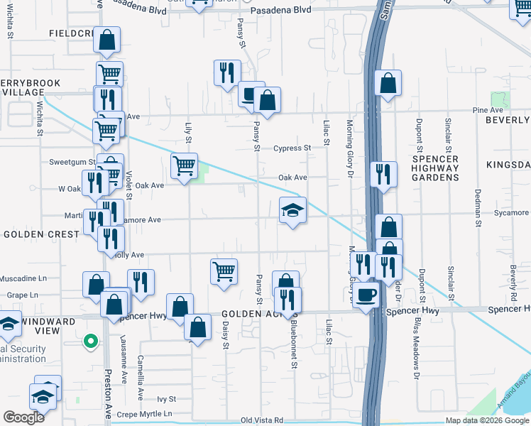 map of restaurants, bars, coffee shops, grocery stores, and more near 2719 Pansy Street in Pasadena