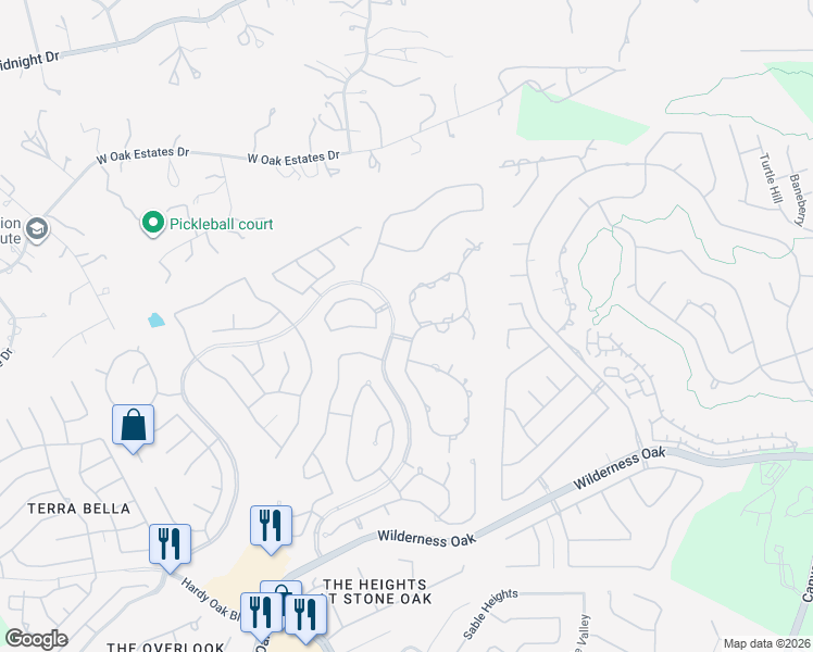 map of restaurants, bars, coffee shops, grocery stores, and more near 109 Ashling in San Antonio