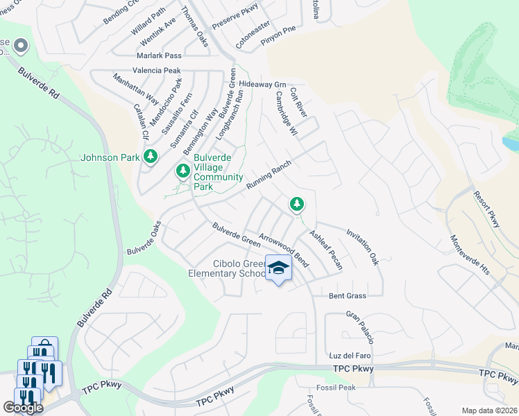 map of restaurants, bars, coffee shops, grocery stores, and more near 24102 Range Water in San Antonio