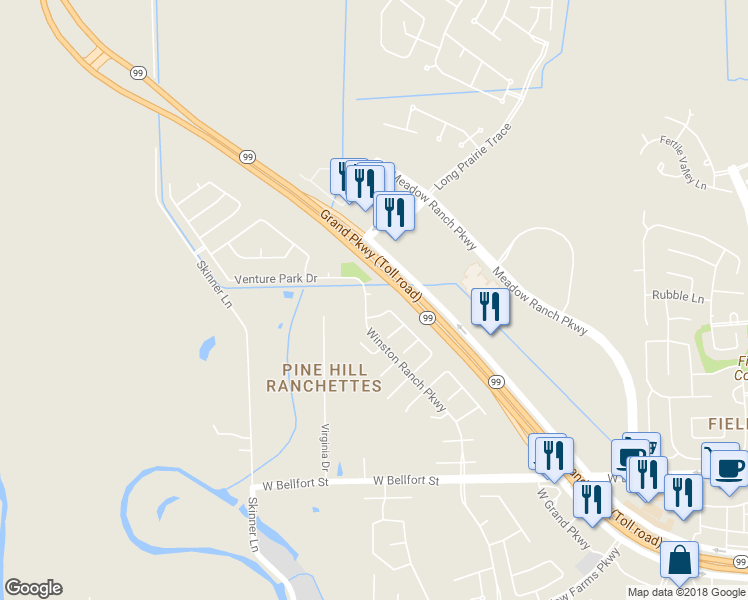 map of restaurants, bars, coffee shops, grocery stores, and more near 21007 Pineda Circle in Richmond