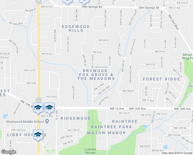 map of restaurants, bars, coffee shops, grocery stores, and more near 2016 Northwest 27th Street in Gainesville