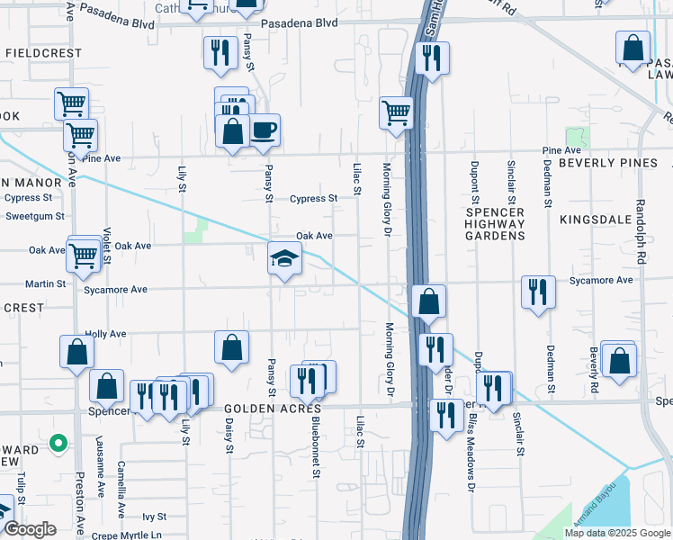map of restaurants, bars, coffee shops, grocery stores, and more near 2727 Flowers Street in Pasadena