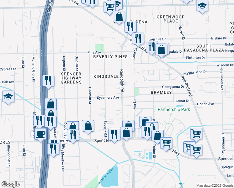 map of restaurants, bars, coffee shops, grocery stores, and more near 6141 Sycamore Avenue in Pasadena