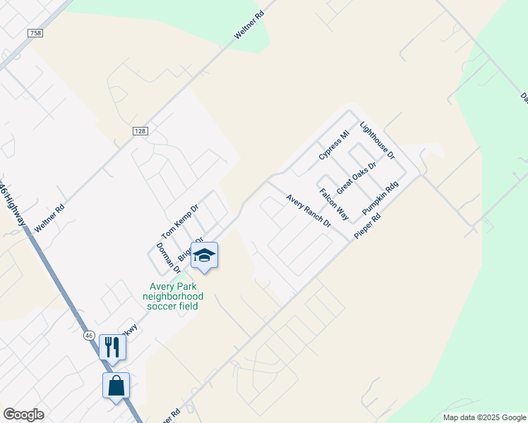 map of restaurants, bars, coffee shops, grocery stores, and more near 2214 Lakeline Drive in New Braunfels