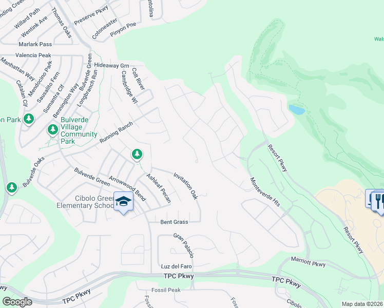 map of restaurants, bars, coffee shops, grocery stores, and more near 24829 Marcia View in San Antonio