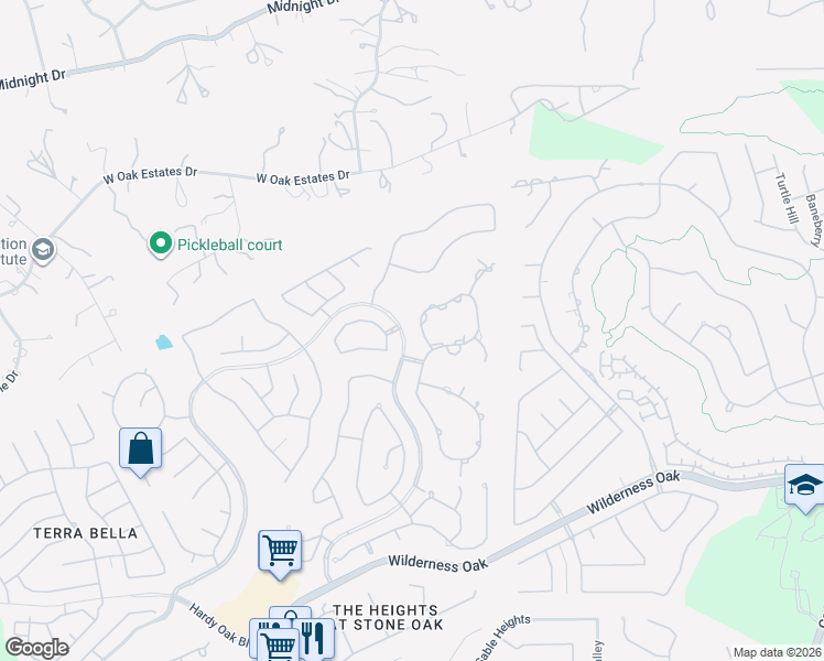 map of restaurants, bars, coffee shops, grocery stores, and more near 109 Ashling in San Antonio