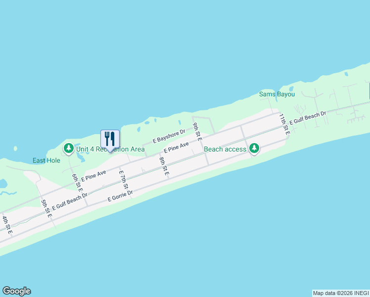 map of restaurants, bars, coffee shops, grocery stores, and more near 856 East Pine Avenue in Saint George Island
