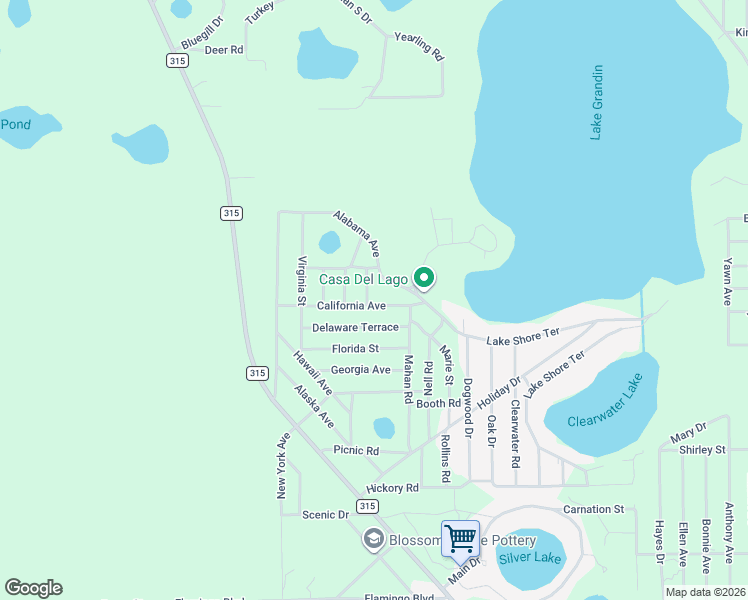 map of restaurants, bars, coffee shops, grocery stores, and more near Tennessee Street in Interlachen