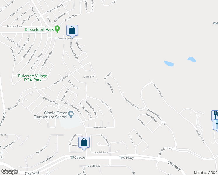 map of restaurants, bars, coffee shops, grocery stores, and more near 24829 Marcia View in San Antonio
