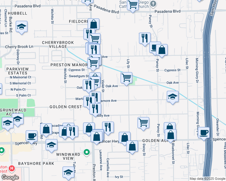 map of restaurants, bars, coffee shops, grocery stores, and more near 4831 Sycamore Avenue in Pasadena