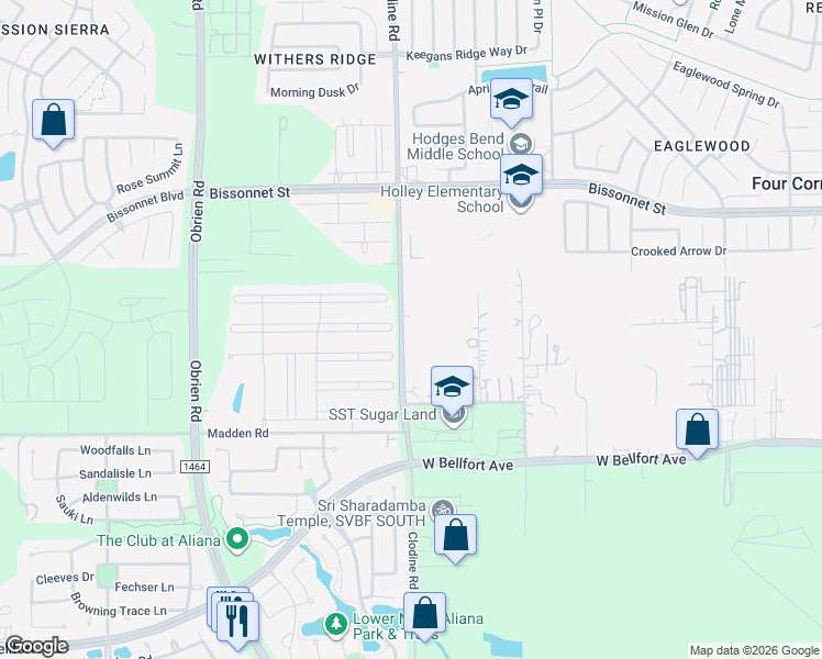 map of restaurants, bars, coffee shops, grocery stores, and more near 9949 Clodine Road in Richmond