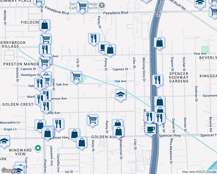 map of restaurants, bars, coffee shops, grocery stores, and more near 2719 Pansy Street in Pasadena