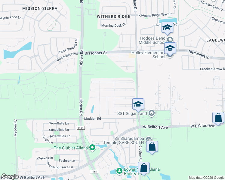 map of restaurants, bars, coffee shops, grocery stores, and more near 17110 Iver Ironwood Trial in Richmond