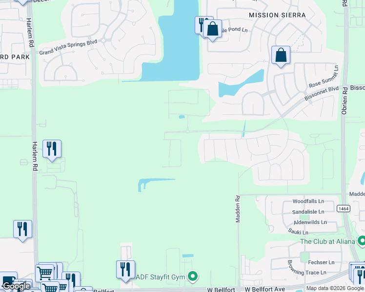 map of restaurants, bars, coffee shops, grocery stores, and more near Stephanotis Trace in Richmond