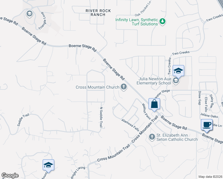 map of restaurants, bars, coffee shops, grocery stores, and more near 24707 Wine Rose Path in San Antonio