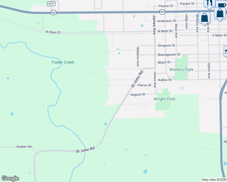 map of restaurants, bars, coffee shops, grocery stores, and more near 391 St John Rd in Schulenburg