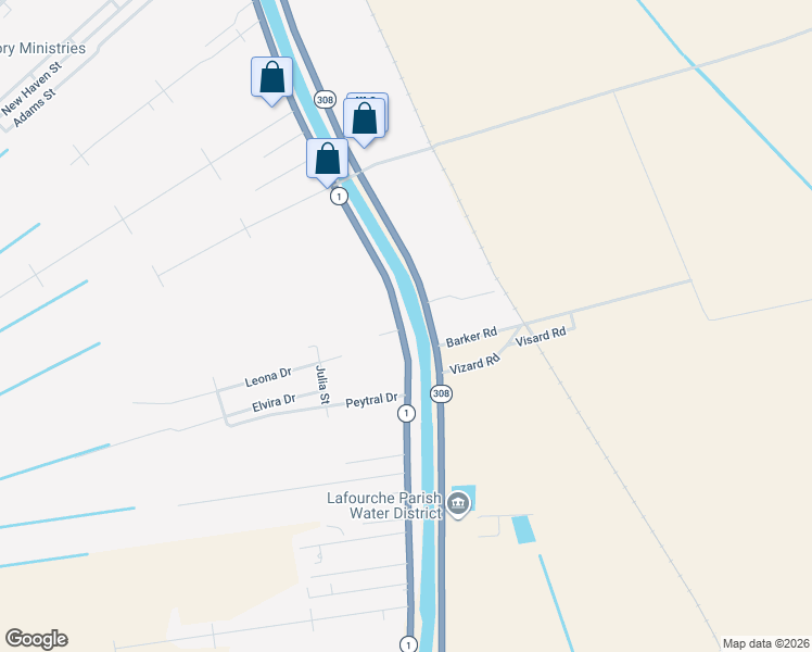 map of restaurants, bars, coffee shops, grocery stores, and more near 5227 Louisiana 1 in Raceland