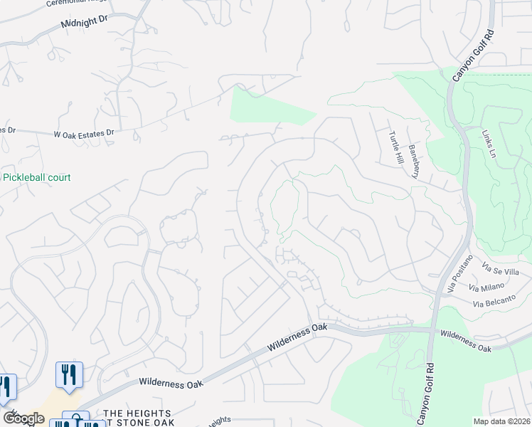 map of restaurants, bars, coffee shops, grocery stores, and more near 426 Legacy Ridge in San Antonio