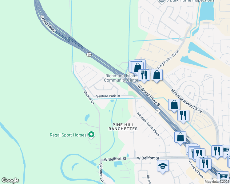 map of restaurants, bars, coffee shops, grocery stores, and more near 7042 Crockett Ridge Drive in Richmond